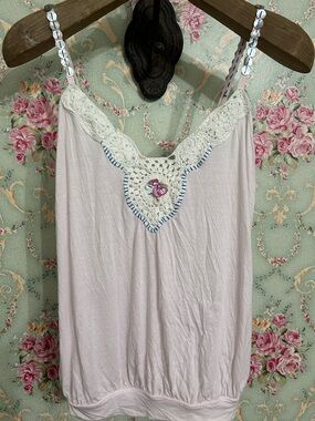 VINTAGE Free People OOAK? Beautiful UNIQUE sleeveless SOFT top sz Small-Medium